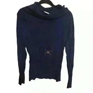 Cato Women’s Sweater Tunic Cowl Neck Buckle Blue Size Medium
